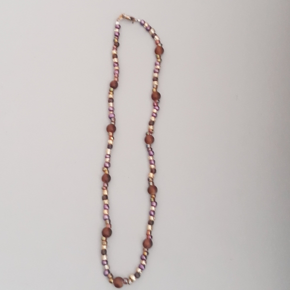 Handmade Gold + Purple Beaded Necklace and Choker - 2 Piece Set - Picture 7 of 14